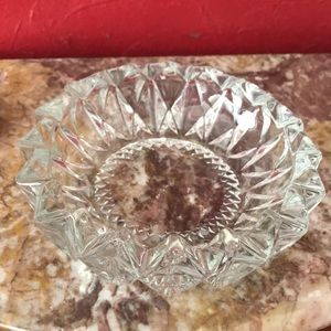 Vtg ASHTRAY KIG Indonesia CLEAR GLASS DIAMOND CUT